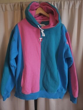 Teddy Fresh Pink & Teal Colorblock Hoodie